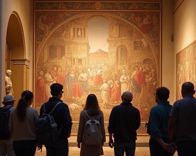 Gruppo che ammira un affresco rinascimentale